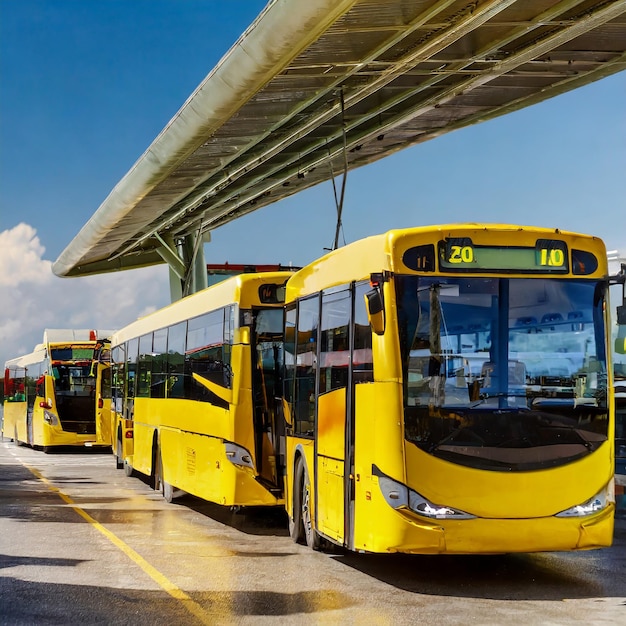 Photo distance buses in the car park