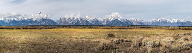 Distant view of the Grand Teton Mountain Range