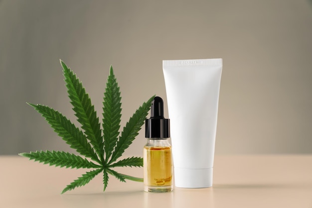 Distillation of marijuana leaf into CBD oil for dermatological purpose concept