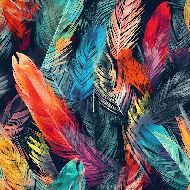 Distinctive feather texture pattern feathers in mixed colors Feathers background