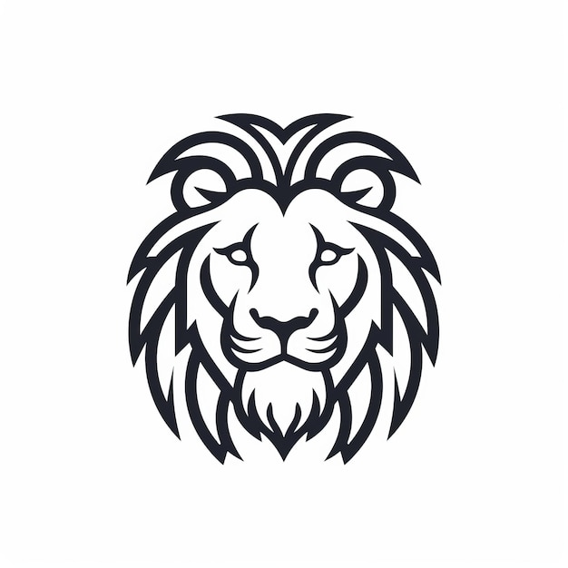 Distinctive Lion Logo Outline Detailed Character Design In Dark Indigo