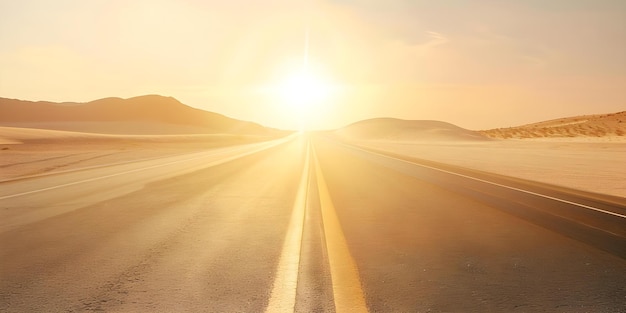 A Distorted Desert Highway in the Blazing Sun Concept Desert Scenery Distorted Highway Blazing Sun Nature Photography Surreal Landscape