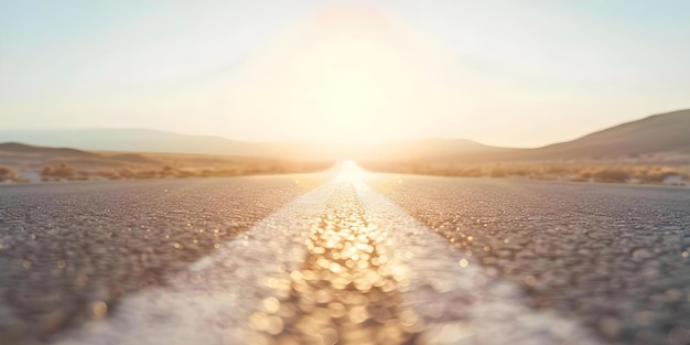 Distorted horizon on a sunlit desert highway Concept Desert Landscapes Horizon Photography Abstract Perspectives Sunlight Effects Distorted Views