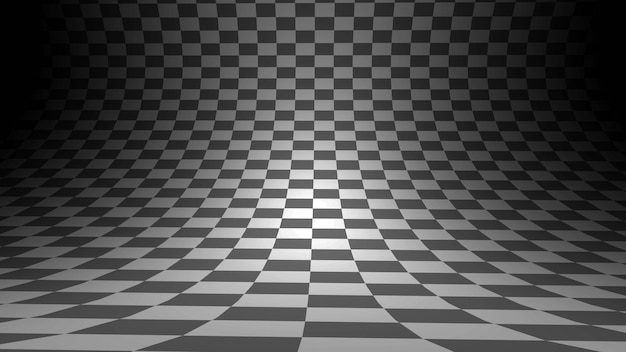 Distortion of checker ground in a curved floor (3D Rendering)