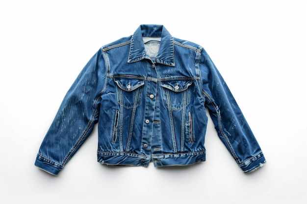 Distressed Denim Jacket on White Background