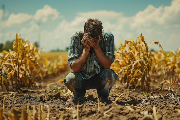 Photo distressed_farmer_barren_wheat_field