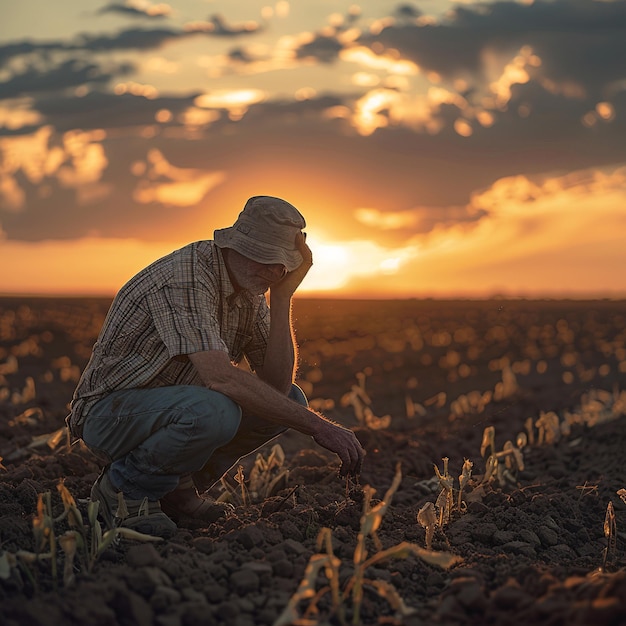 Photo distressed_farmer_barren_wheat_field