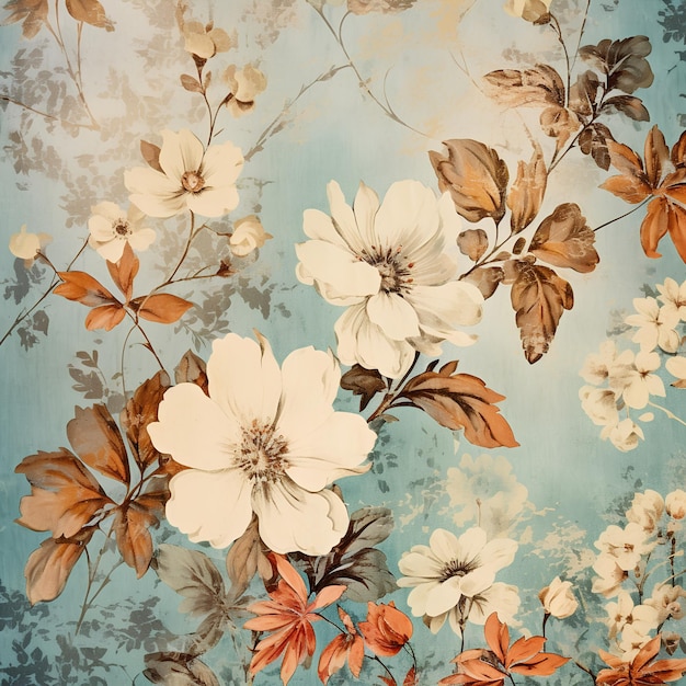 Distressed Vintage Floral Pattern