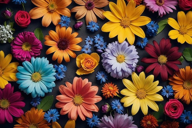 Ditsy colorful flowers background