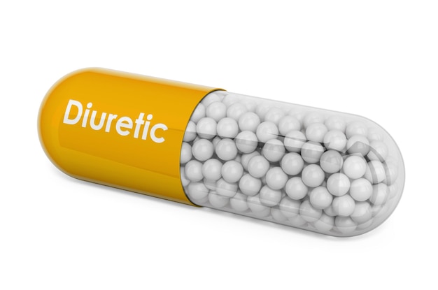 Diuretic Drug capsule with diuretic 3D rendering