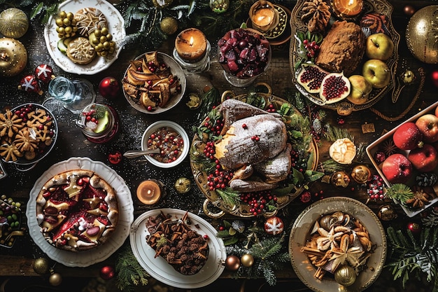 Photo dive into the culinary delights of the season from generative ai