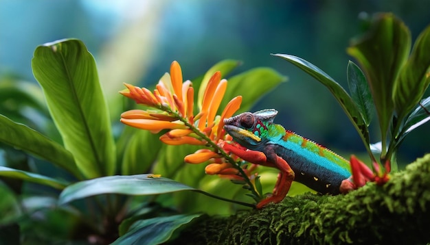 Photo dive into lush greenery and biodiversity of tropical jungles utilizing macro photography t