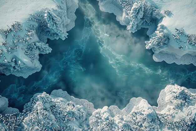 Dive into the tranquil ambiance of winter aerial v generative ai