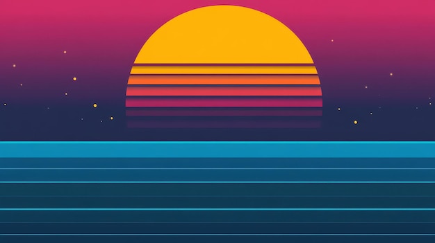 Photo dive into a vibrant world of retro s neon sunsets with this striking illustration perfect