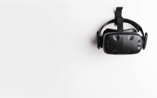 Photo dive into virtual worlds with a computer vr headset on white background