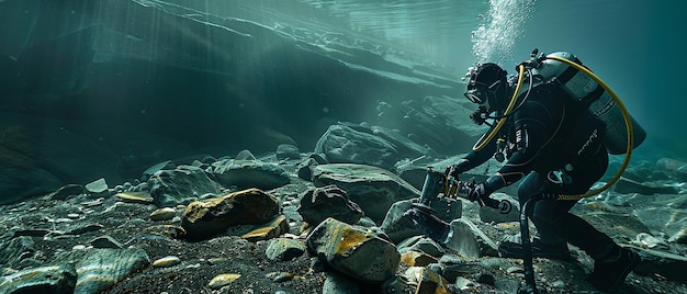 Diver Using Underwater Jackhammer