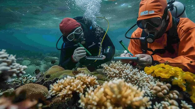 Photo divers studying coral reef