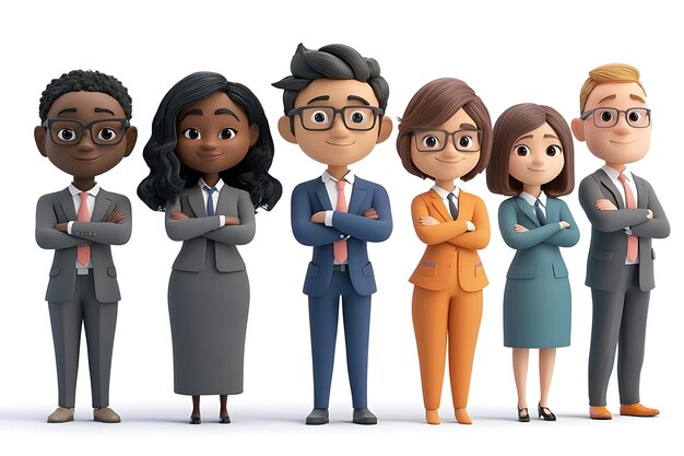 Photo diverse 3d business team illustration confident professionals in suits