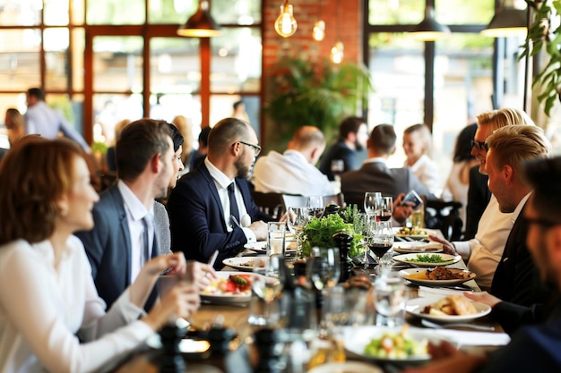 Diverse business people in a dinner party