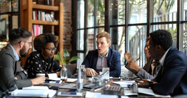 Diverse business team having a discussion in a conference room