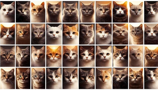 Diverse Cats in Portrait Style Layout