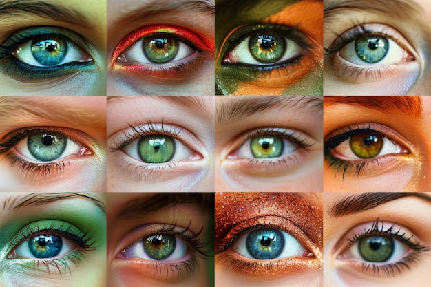 Diverse collage of many people s eyes in varied expressions and colors for a striking visual display