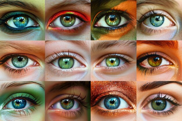 Photo diverse collage of many people s eyes in varied expressions and colors for a striking visual display