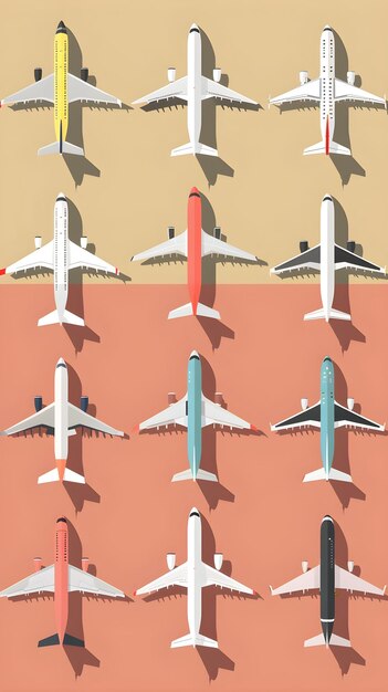 Photo diverse collection of airplane icons in flat design for multiple applications