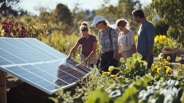 Photo diverse community empowering solar energy together