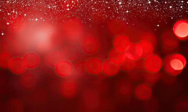 Diverse confetti and blurred light circles dance on a vibrant red background setting a festive mood AI generative