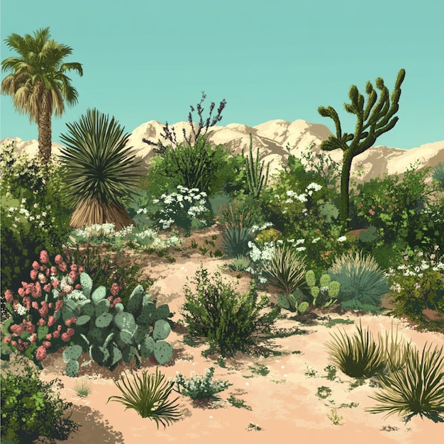 Photo a diverse desert ecosystem with various plant and animal species