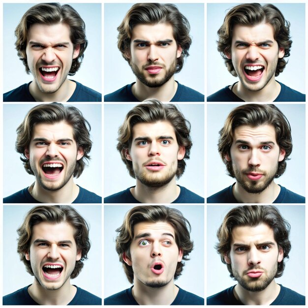 Photo diverse facial expressions collection