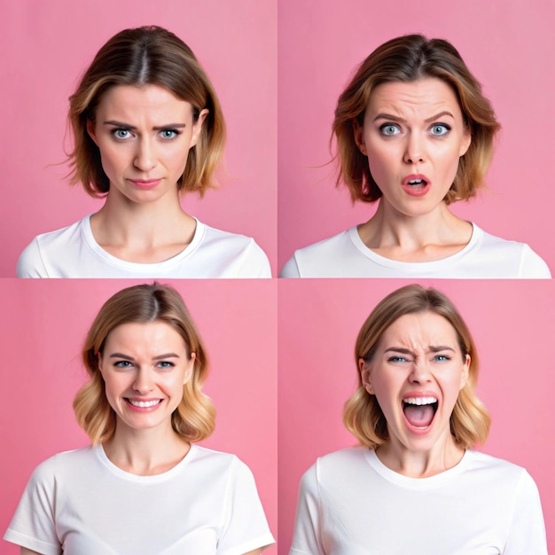 Photo diverse facial expressions collection