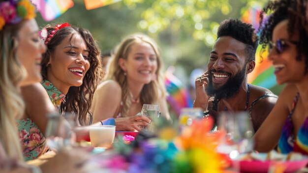 Diverse Friends Enjoying Outdoor LGBT Party