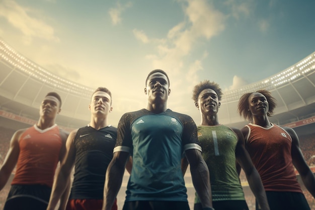 Diverse group of athletes competing in a sports Generative ai