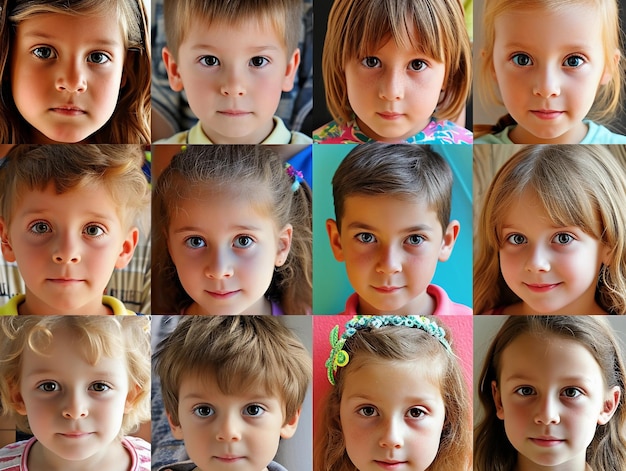 Photo diverse group of children39s expressive faces