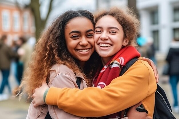 Diverse group of girls going back to school Generative Ai