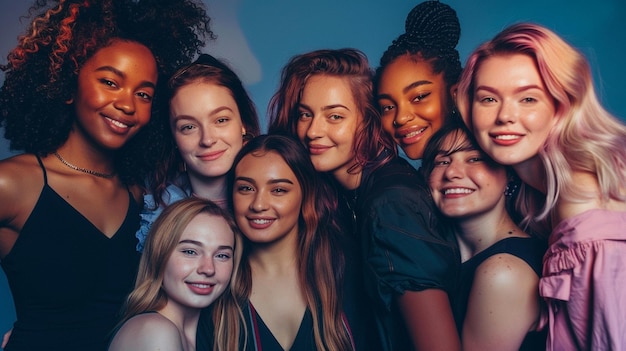 Diverse Group of Happy Young Women Smiling Together