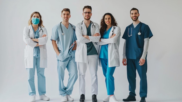 Photo diverse group of medical professionals in hospital setting portrait