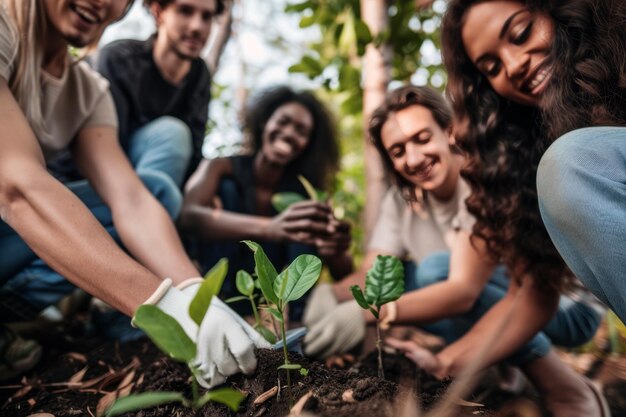 diverse group of neighbors collaborating on a community garden project