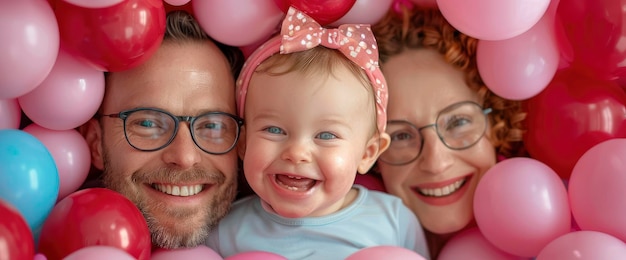 Photo a diverse group at an outdoor gender reveal party for a baby girl sharing joy and excitement