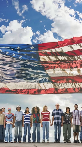 A Diverse Group of People Young and Old Standing Together