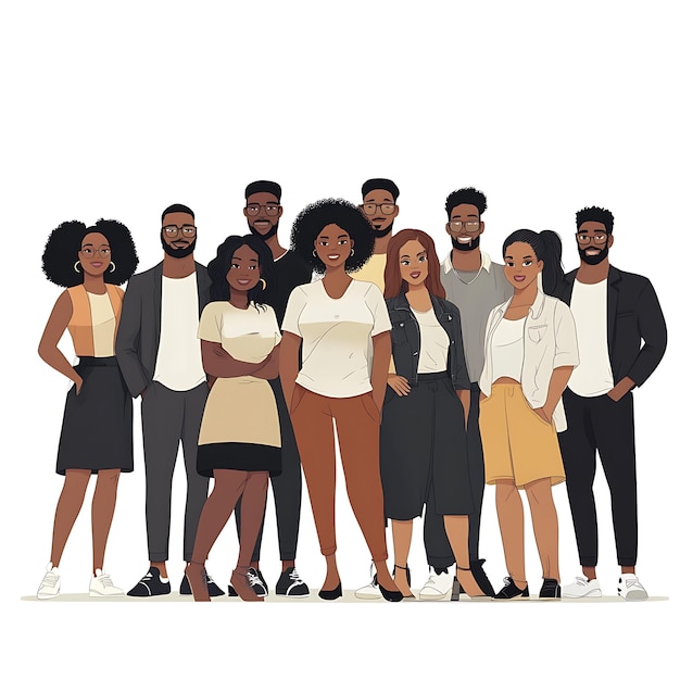 Photo diverse group of young adults standing together smiling and confident