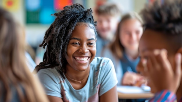 Diverse Group of Young People Sitting at Table