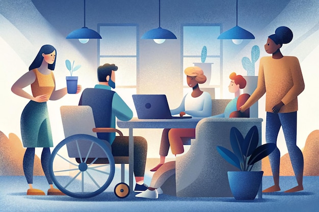 Photo diverse and inclusive office environment illustration