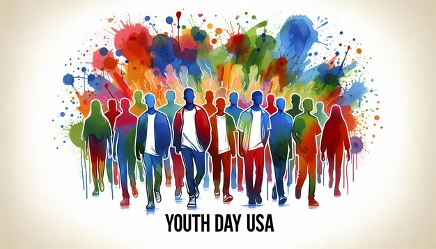 Photo diverse journeys celebrating youth day usa with vibrant watercolor styles