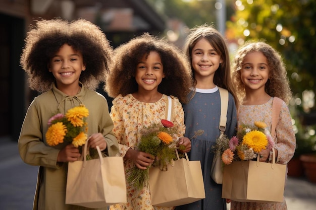 Diverse kids enjoying picnic day