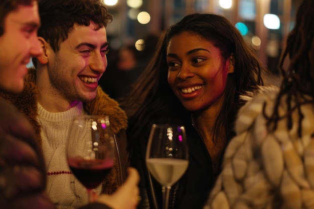 Diverse people hang out pub friendship