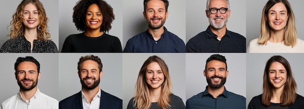 Photo diverse professional team smiling in collaborative headshots