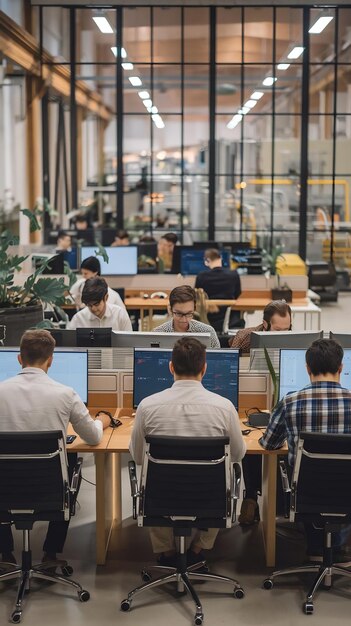 Photo diverse team of engineers working in office at industrial factory